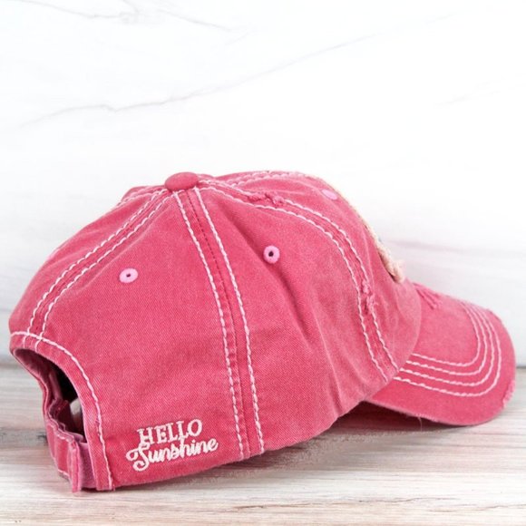 NWT Distressed Salmon Hello Cap - Picture 2 of 3